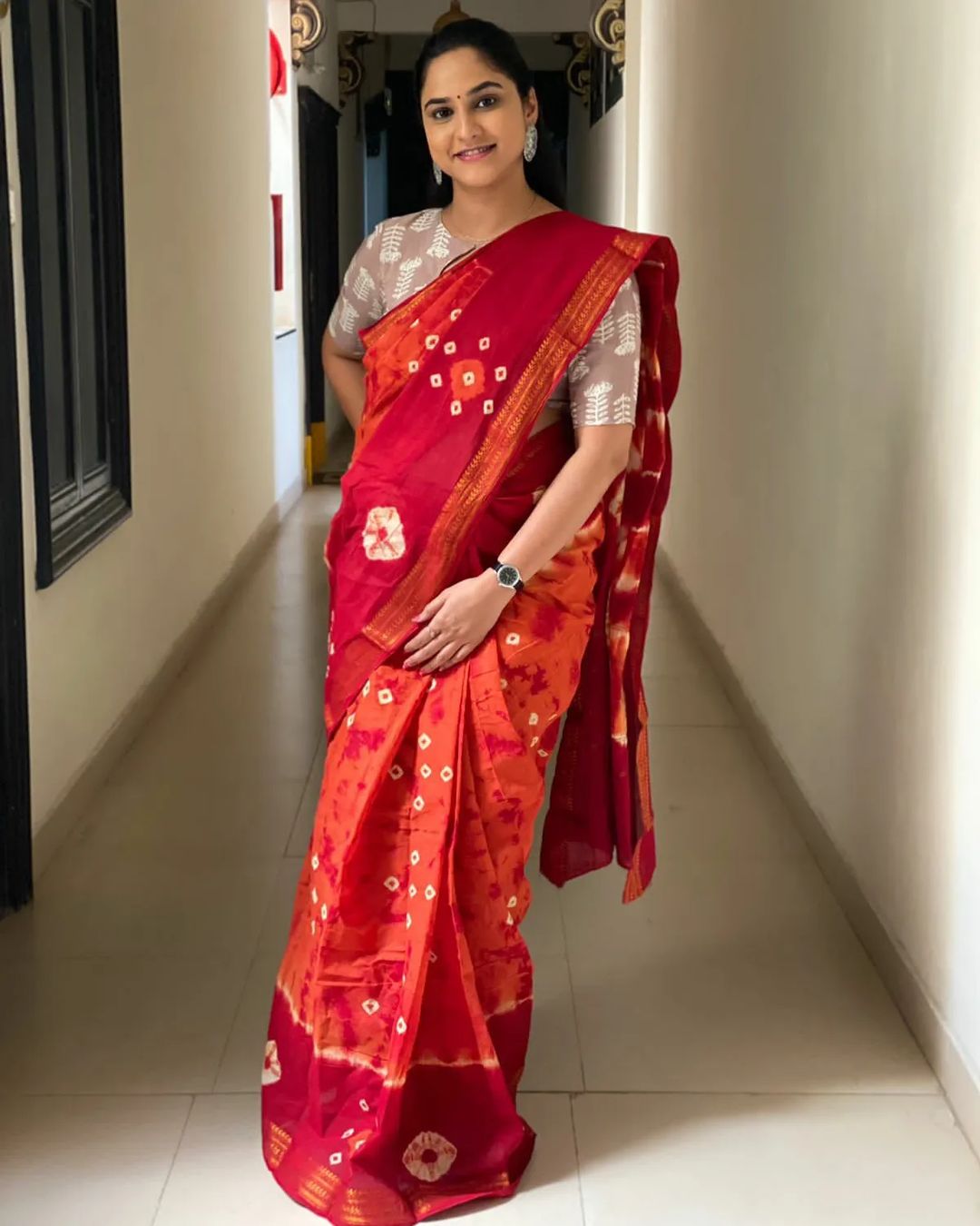 Telugu Tv Anchor Kasi Annapurna Stills in Red Saree